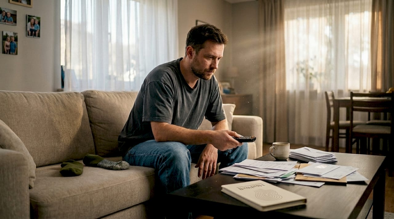 Facet leży na kanapie i udaje, że nie ma żadnych obowiązków dorosłego.